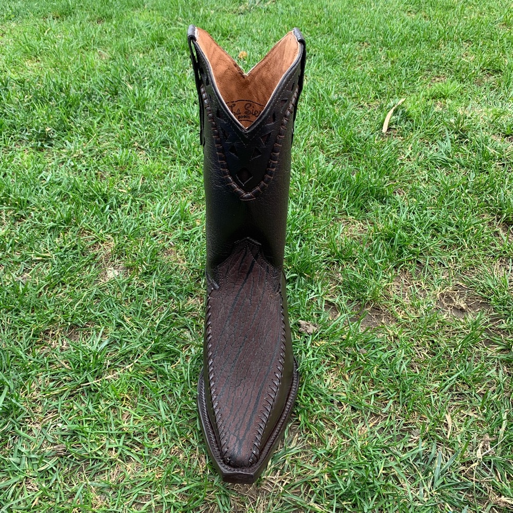 MEN'S WESTERN COWBOY BOOTS BULL NECK LEATHER HANDMADE BOTA VAQUERA BROWN 097 2X - Picture 3 of 8